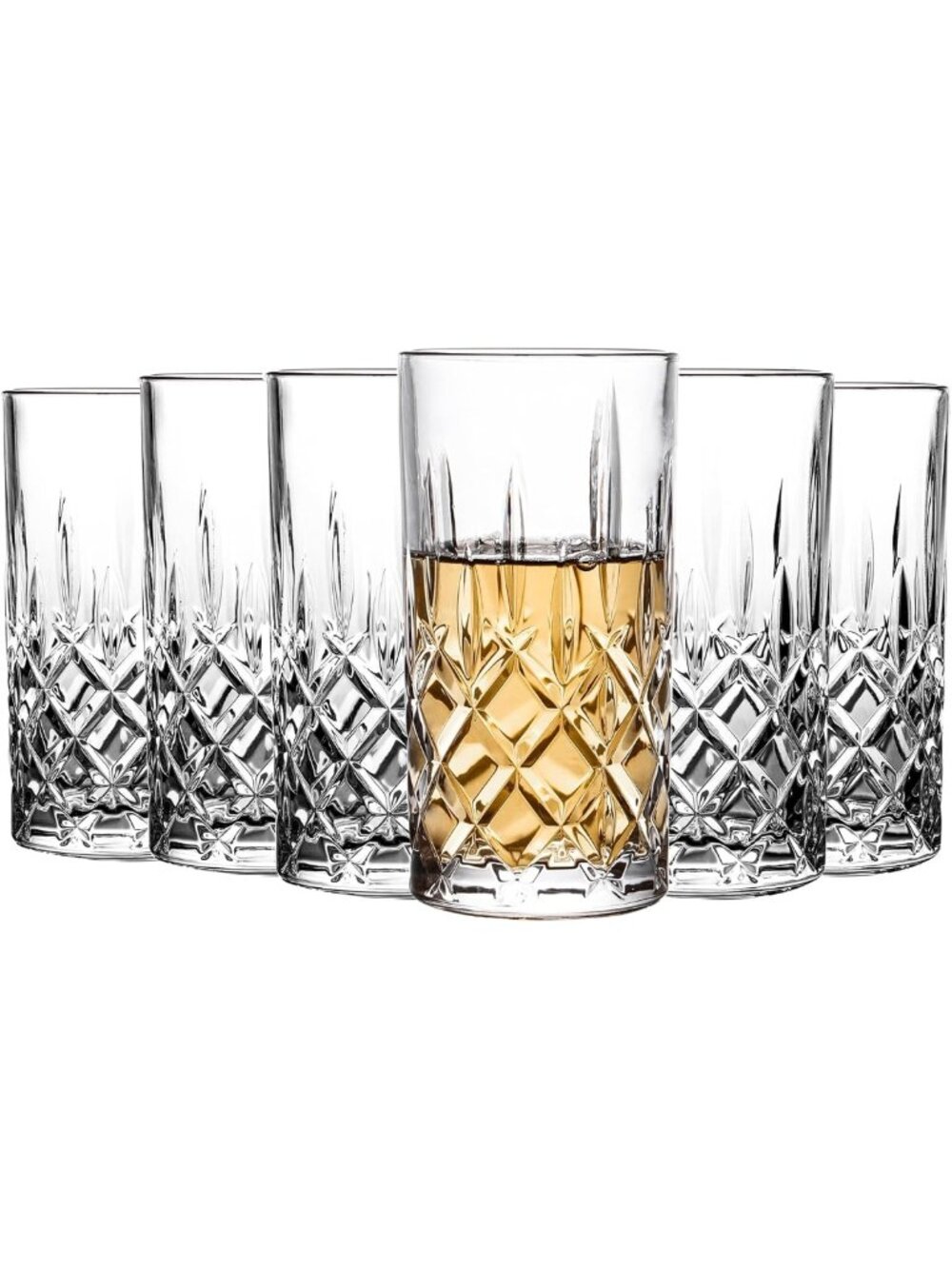 Set of 6 Tall Highball Glasses - 14 oz Drinkware for Water, Beer, Soda